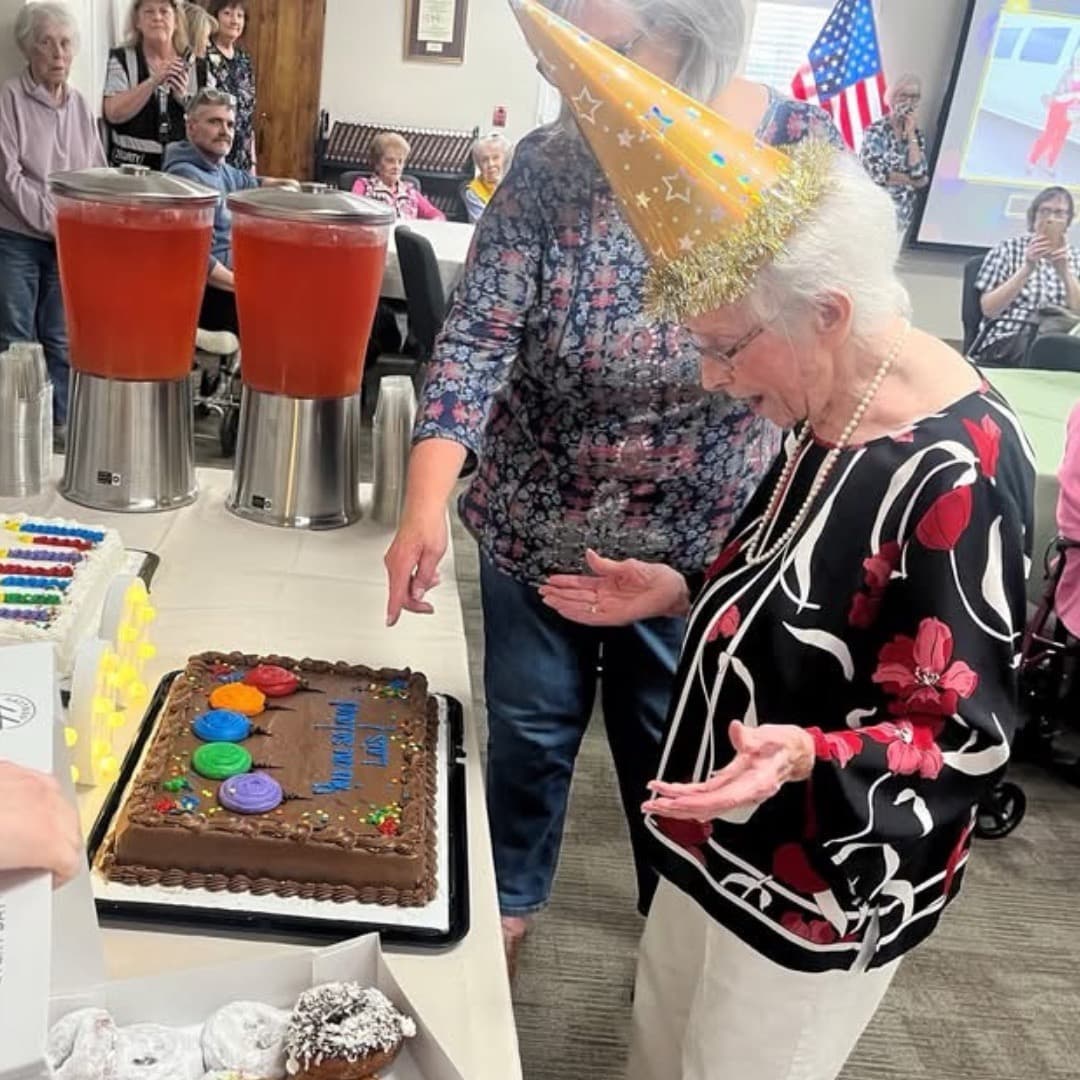 Volunteers celebrating with residents