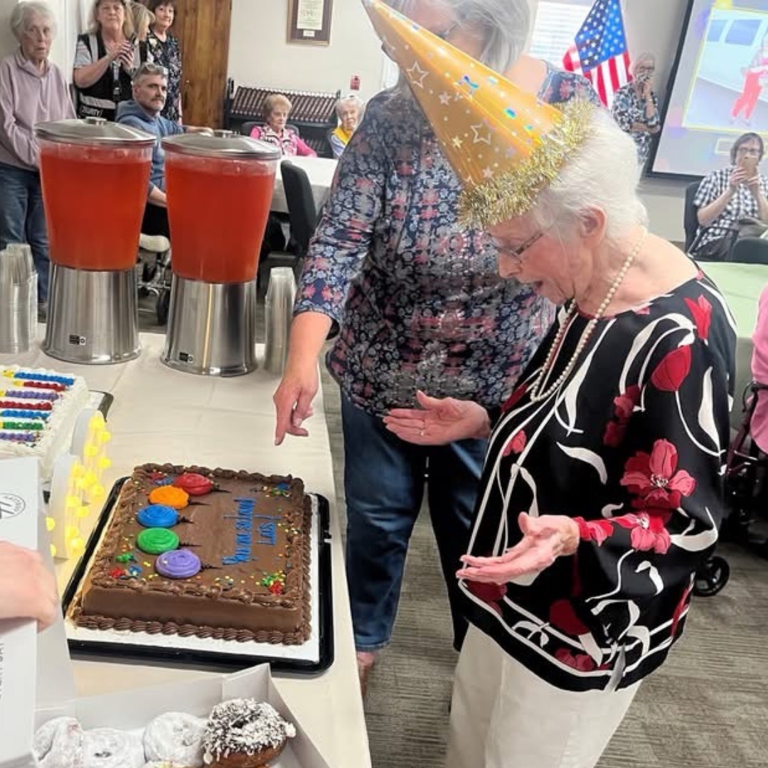 Resident at birthday celebration